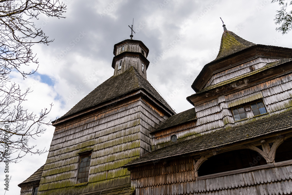 The Church of Holy Cross at Drohobych, Ukraine. The typical example for the Wooden Churches of the Carpathian Region. The Church of Holy Cross at Drohobych, Ukraine. The typical example for the Wooden Churches of the Carpathian Region.