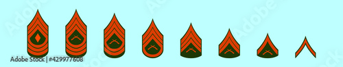 set of marine corps rank cartoon icon design template with various models. vector illustration isolated on blue background