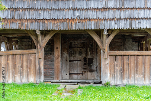 The Church of Holy Cross at Drohobych, Ukraine. The typical example for the Wooden Churches of the Carpathian Region. photo