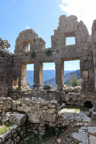 view from within of the Roman baths (thermae) of Arykanda, Turkey photo