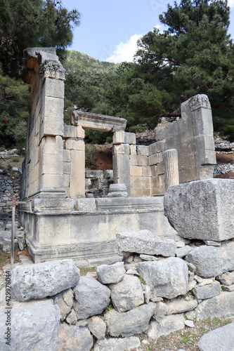 entrance to the ancient lycian tomb in necropolis of Arykanda, Turkey