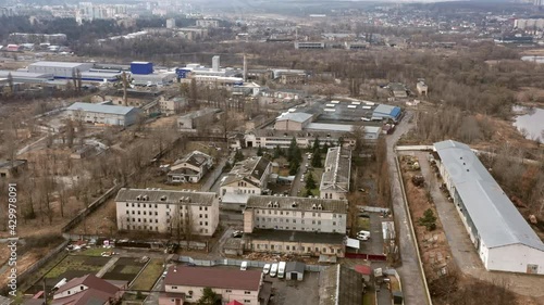 Wallpaper Mural Aerial look-down view of abandoned factory with the warehouse. Old destroyed industrial building. Torontodigital.ca
