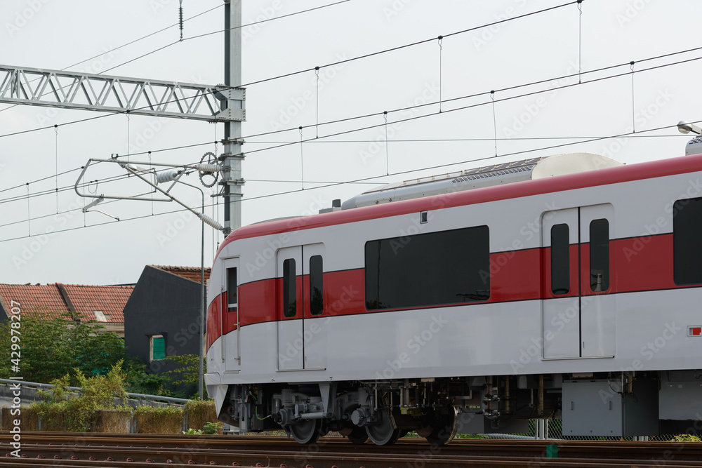 Fototapeta premium Electric train, Mass Transit System, Commuter Rail System, Suburban Mass Transit System.
