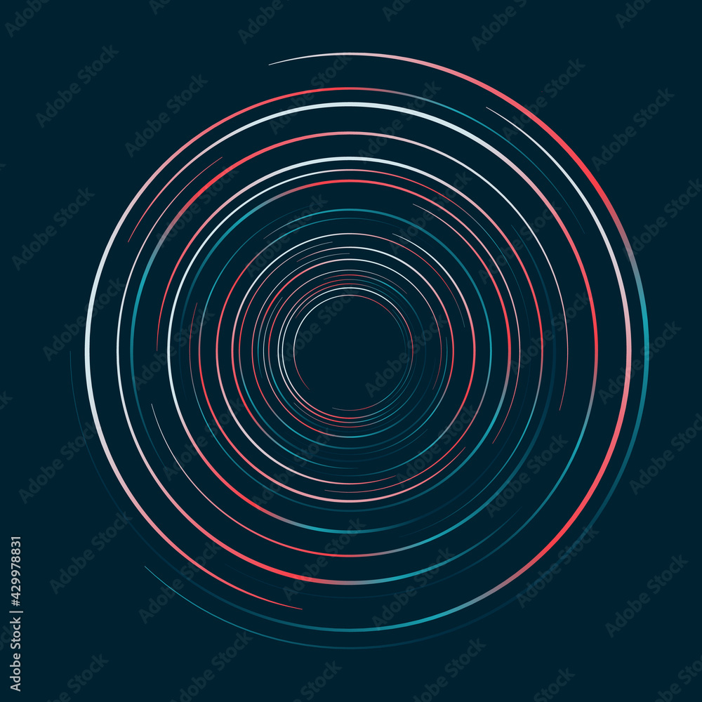 Fototapeta premium Abstract circles lines swirl pattern on dark blue background