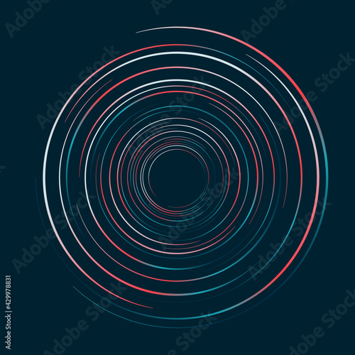Abstract circles lines swirl pattern on dark blue background