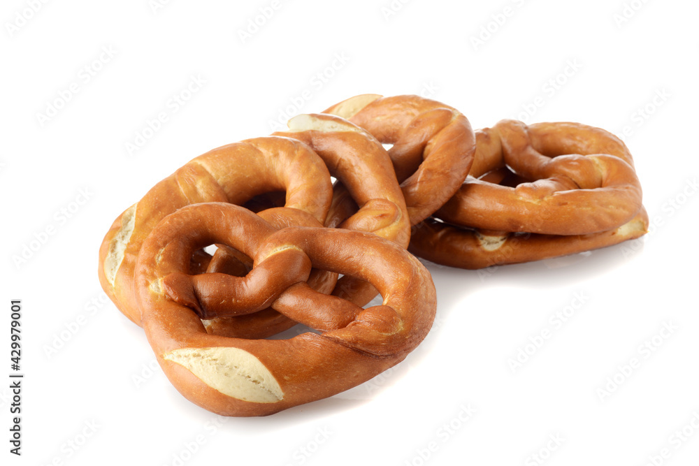 row of fresh soft baked pretzels