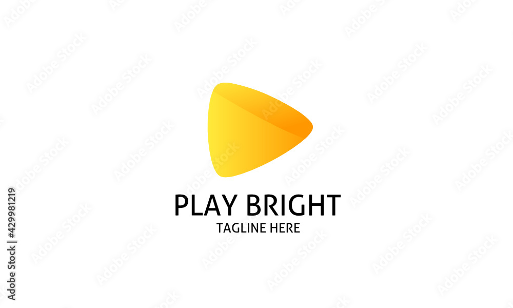 Trendy and bright play button logo design for music or video media apps Trendy and bright play button logo design for music or video media apps