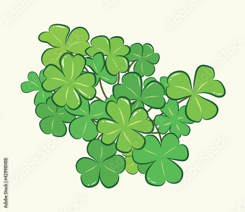 Cute clover with three and four-leaf in illustration vector art