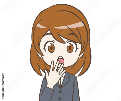 驚くスーツの女性