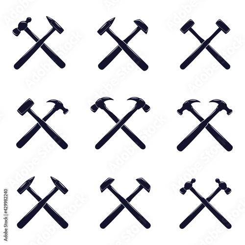 Crossed Hammer Icon Set