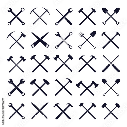 Crossed Tool Icon Set