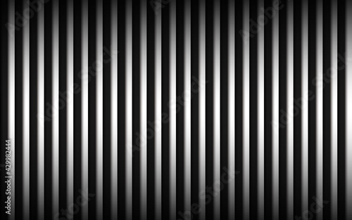 Abstract metal background with black and white vertical lines. Parallel lines and strips. Vector illustration