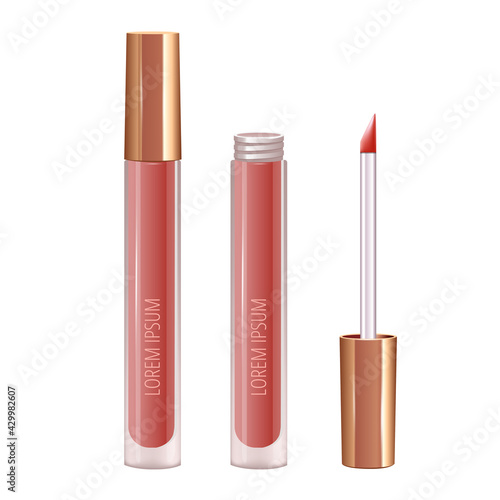 Make-up set for lips with realistic liquid lipstick.