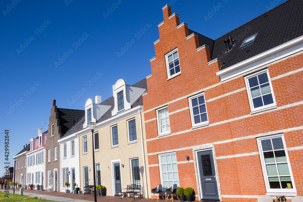 Row of houses in old dutch style in Blauwestad