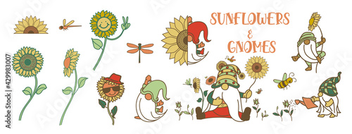 Gnomes with sunflower, Summer gnomes