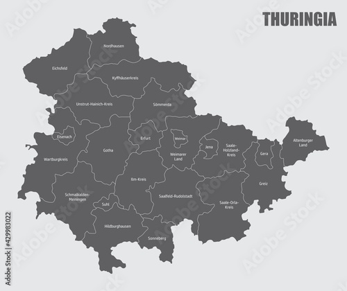 Thuringia state administrative map