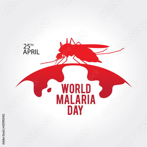 World malaria day logo design, with illustration of mosquito silhouette over the earth.
