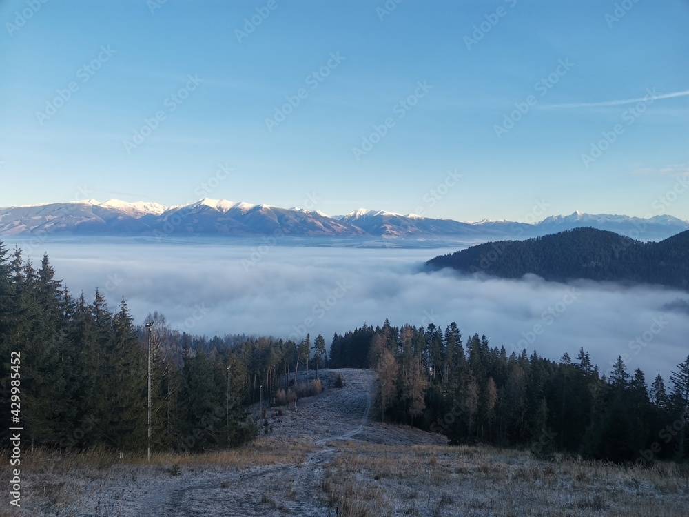 Above cloud mountain view in autumn