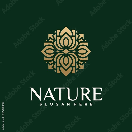 Collection of nature flower logo designs golden floral logo outline