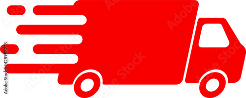Fast shipping delivery truck flat vector icon for apps and websites