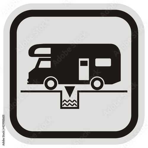 caravan and sump, black silhouette, vector icon