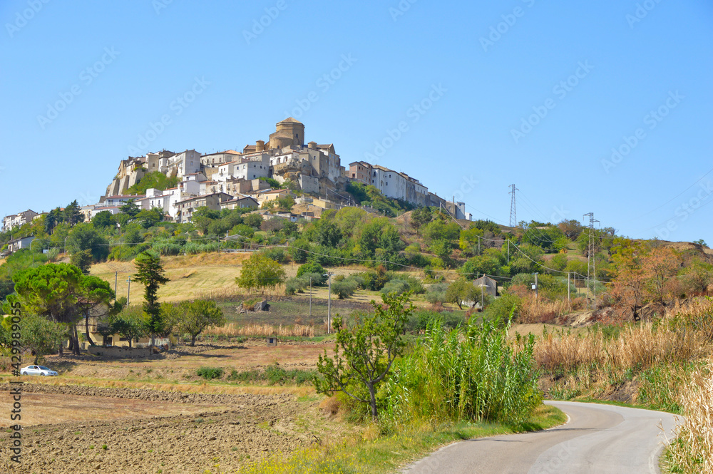 Panoramic view of Acerenza, an old village in southern Italy.
