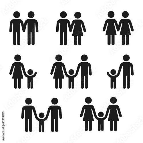 Couples and families icons photo