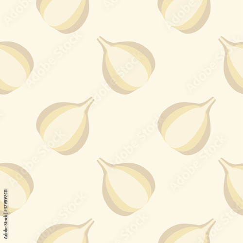 garlic flat design seamless pattern. Vector illustration of art. Vintage background. Kitchen and restaurant design for fabrics, paper