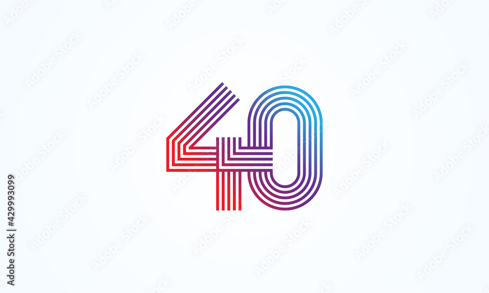 Abstract 40 Number Logo, number 40 monogram line style, usable for anniversary, business and tech logos, flat design logo template, vector illustration Abstract 40 Number Logo, number 40 monogram line style, usable for anniversary, business and tech logos, flat design logo template, vector illustration