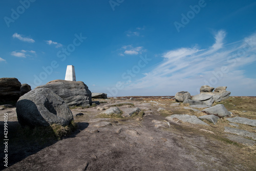 The Kinder Scout landmark in the Peak District National Park, United Kingdom. 