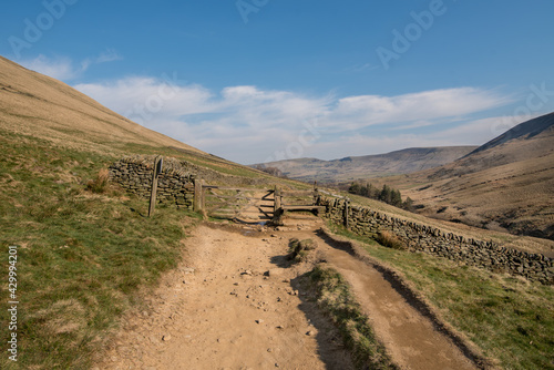 Footpath gate in the way to Kinder Scout, Peak District National Park, United Kingdom. 