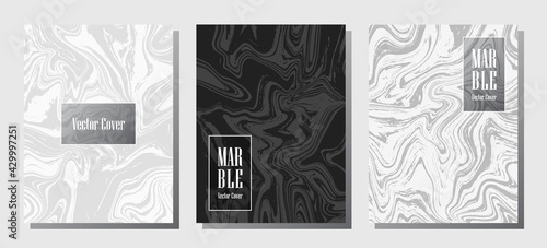 Abstract marble prints, vector cover design templates.