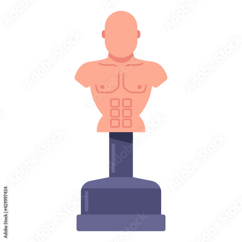 boxing dummy for practicing fighting techniques. flat vector illustration.
