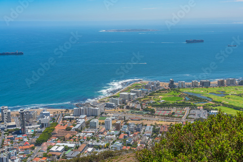 Panorama view of Cape Town, South Africa from the Table Mountain