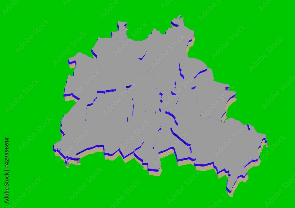 City map of Berlin with boroughs grey illustration silhouette