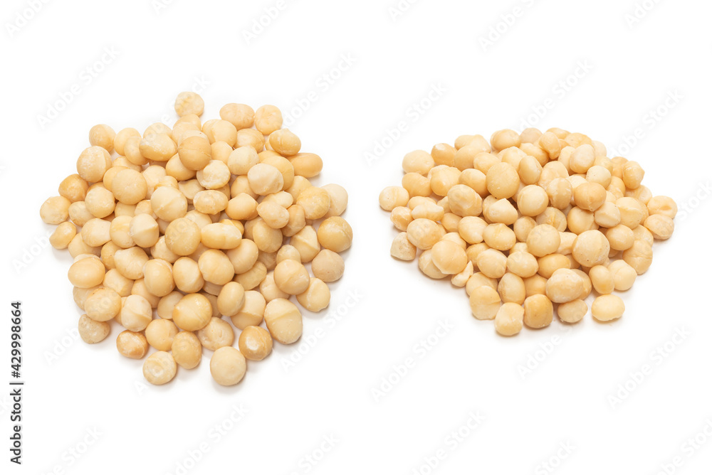 Macadamia nuts isolated on white background. Macadamia nuts isolated on white background.