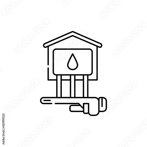 Engineering networks in private house color line icon. Pictogram for web page, mobile app
