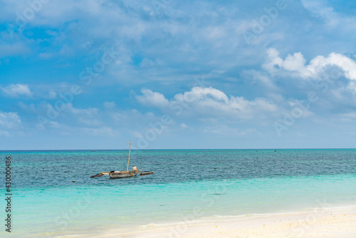 A Boat at the tropical white beach of Zanzibar island. Tanzania. Eastern Africa © ggfoto