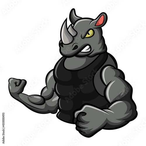 Vector illustration of a strong rhino 