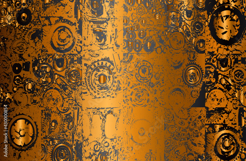 Luxury abstract black, golden metal gradient background.