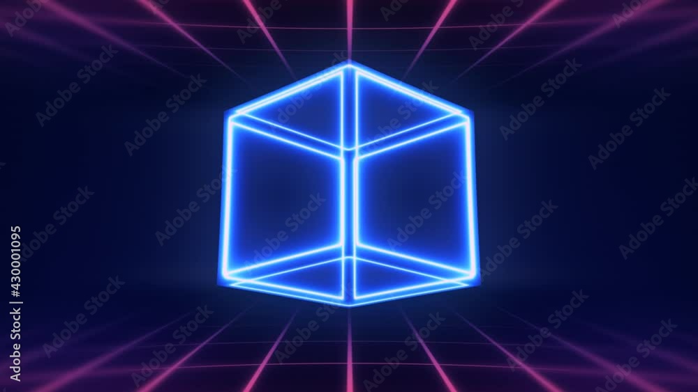 Cube Abstract Animation, Shining Neon Edges Futuristic 3D Necker Cube, Cyber Brain Floating Inside Computer Matrix, VJ Video Element Of Computer Graphic Cube Abstract Animation, Shining Neon Edges Futuristic 3D Necker Cube, Cyber Brain Floating Inside Computer Matrix, VJ Video Element Of Computer Graphic