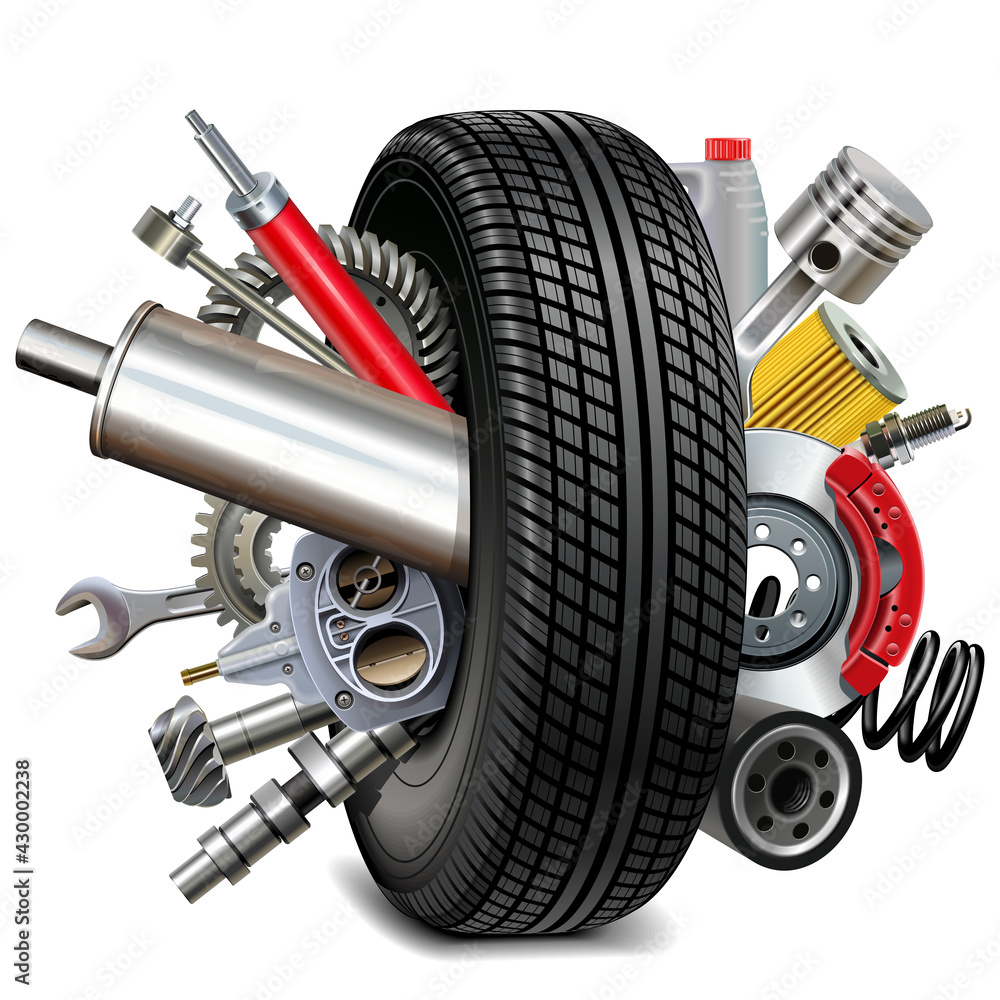 Vector Car Parts with Tire