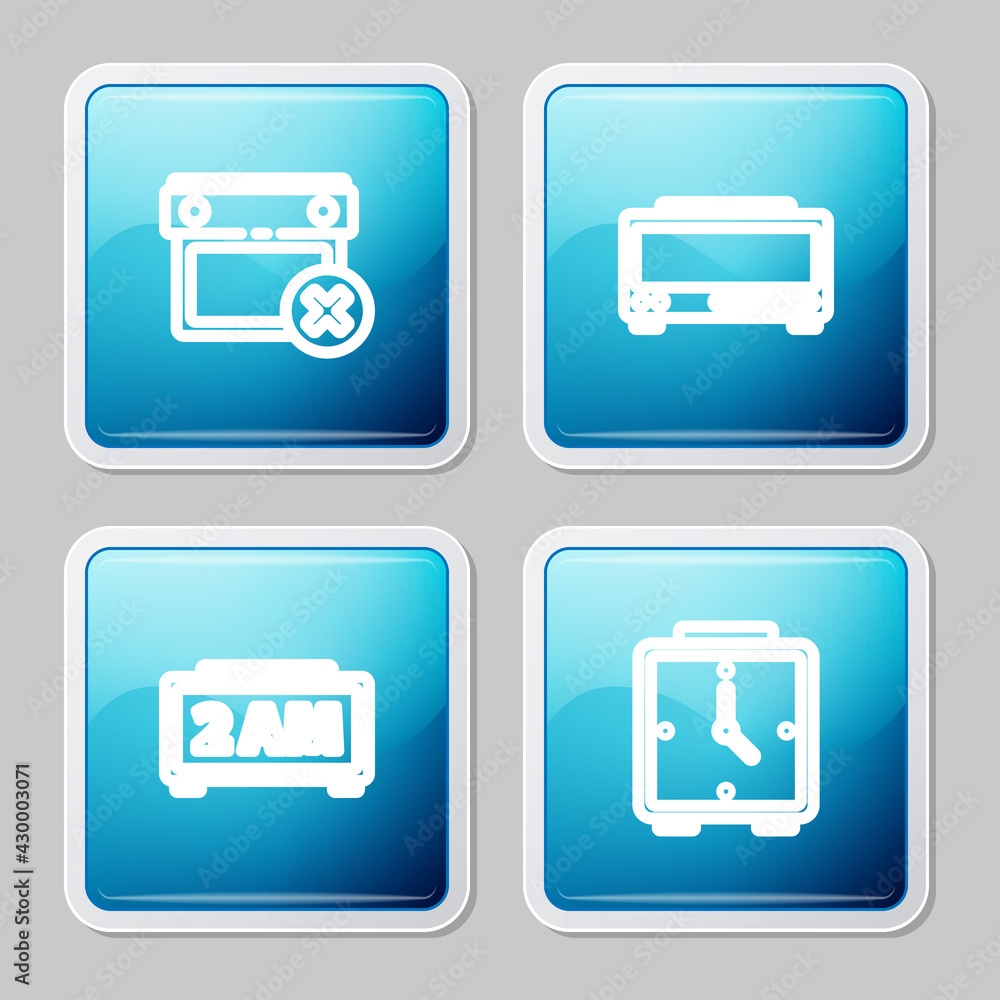 Set line Calendar date delete, Digital alarm clock, and Alarm icon. Vector Set line Calendar date delete, Digital alarm clock, and Alarm icon. Vector