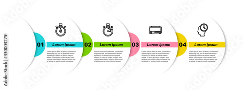 Set line Stopwatch, , Digital alarm clock and Time Management. Business infographic template. Vector