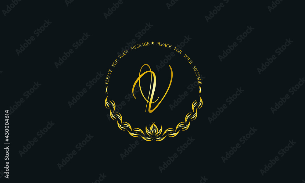 Fototapeta premium Vintage bright decorative monogram with the letter V. Elegant emblem for hotel, restaurant, business, presentation and more.