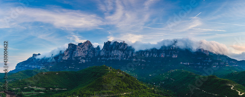 Sunset at the beautiful mountain (Montserrat Massif, Catalonia, Spain)