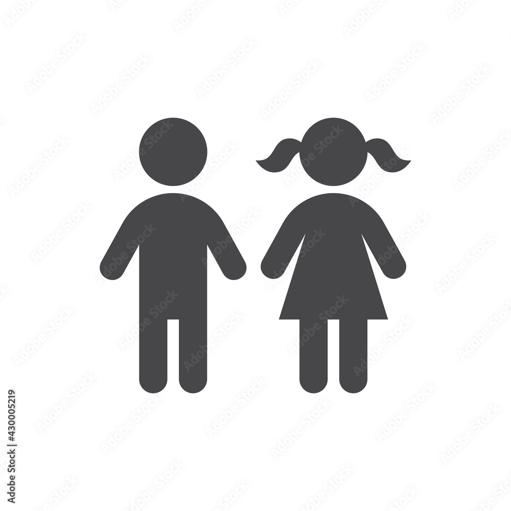 Kids or children black vector icon. Boy and girl symbols. Kids or children black vector icon. Boy and girl symbols.