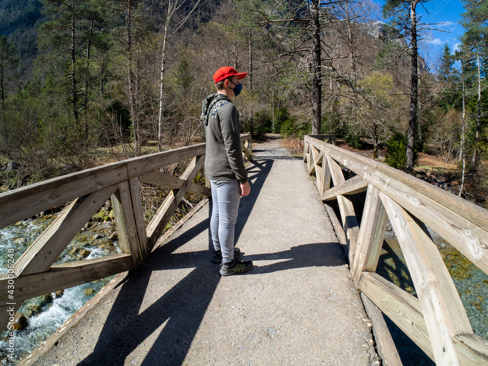 walk through the national park of ordesa and lost mount located in the province of huesca, aragon, spain; walk in the woods walk through the national park of ordesa and lost mount located in the province of huesca, aragon, spain; walk in the woods