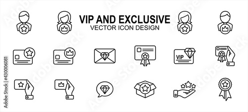 Simple Set of vip and exclusive Related Vector icon user interface graphic design. Contains such Icons as very important person, exclusive, primary, special, service, slot, room, invitation, starred