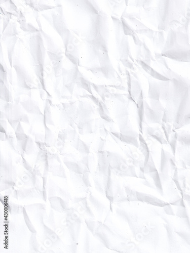 crumpled paper in white color. realistic creased paper page. damaged texture in abstract. wrinkled background material.